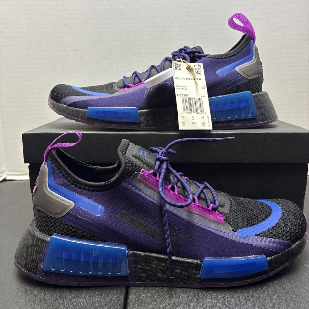 adidas NMD_R1 Spectoo Boost Black Purple Blue GZ9287 Women's 9.5